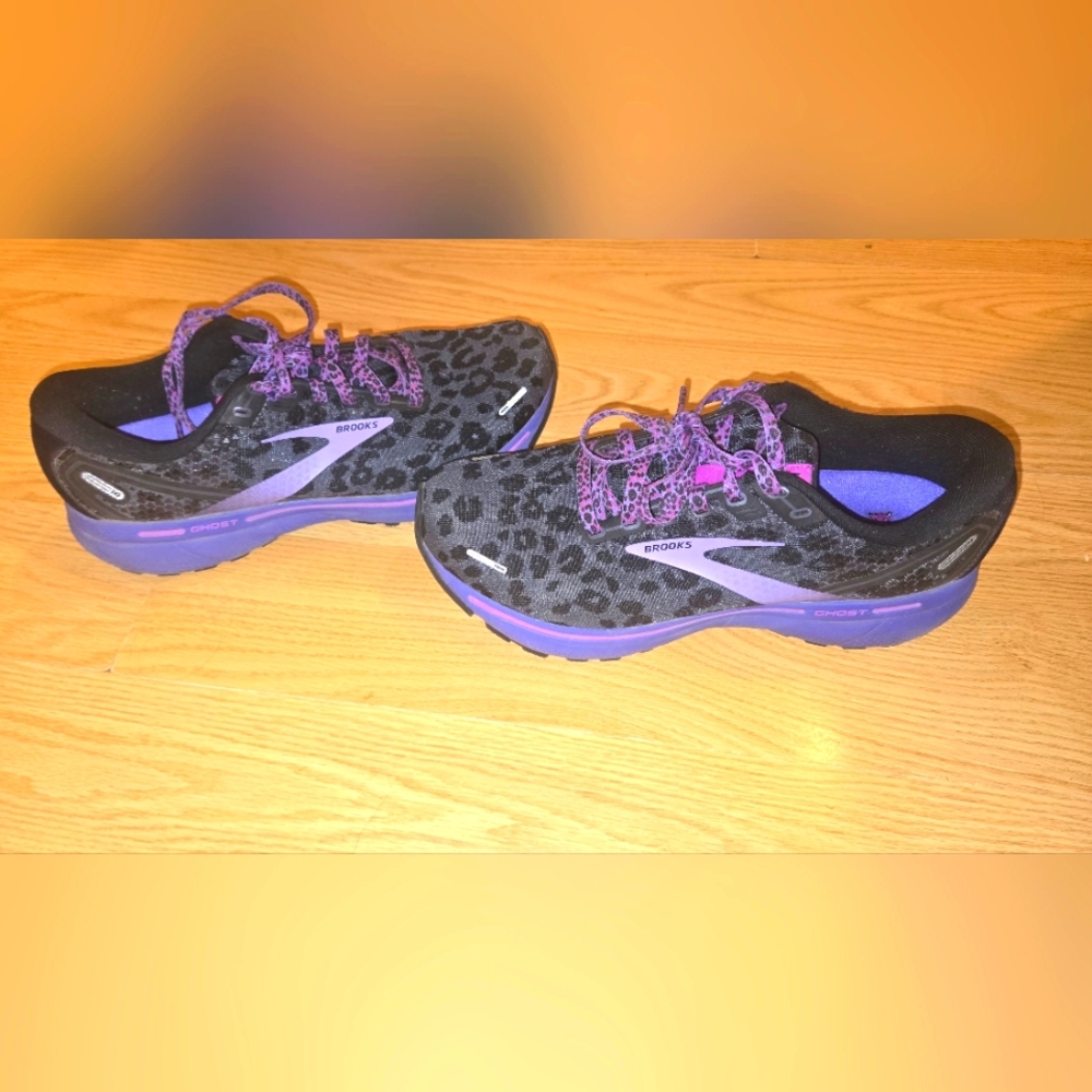 Brooks Women's Leopard Print Running Shoes - Black and Purple